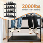 Adjustable Shelving Units and Storage, 48”W Garage Shelving Heavy Duty,2000LBS Loads 4-Tier Garage Storage Shelves, Metal Shelves for Living Room,Pantry,48”W×16”D×72”W,Black