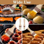 4 Pcs Natural Bristle Pastry Brush, Beech Wooden Handle Basting and BBQ Brushes for Cooking, Butter, Oil, Marinade, Grilling & Baking, Kitchen Food Brush (1.5 inch & 2 inch)