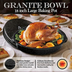 Turkey Roaster Pan 18in Roasting Pan With Lid Enamel Carbon Steel Roaster Pot with 16in Inner Diameter,18 pound large capacity Resistance up 900°F Oval Cookware