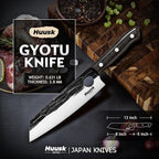 Huusk Kiritsuke Knife Japanese, Gyuto Knife, Japanese Chef Knives with Full Tang Handle, Hand Forged Kitchen Knives for Sushi, Meat, Fruits and Vegetables, Gift for Dad