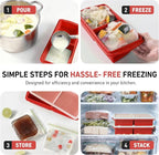 Silicone Freezer Tray with Lid Soup Freezer Container Molds with Steel Reinforced Rim Ice Cube Freezer Molds for Soup, Sauce, Leftovers, Homemade Meal Prep Containers Kitchen Accessories