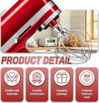 Dishwasher Safe 6 Wire Whisk,Upgrade Real Stainless Steel 6 Wire Whip Attachment for Kitchen aid Mixer,Replace K45WW Whisk Fits Kitchen aid 4.5-5 QT Tilt-Head Stand Mixer,Fast Whipping,No Aluminum