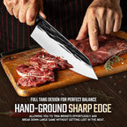 Huusk Japanese Cooking Knife, Butcher Knives for Meat Cutting, Hand Forged Kitchen Knives with Full Tang Handle, Brisket Trimming Knives with Sheath for BBQ, Camping, Gifts for Men