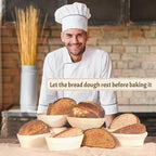 Sourdough Bread Baking Supplies Starter Kit, Banneton Proofing Basket Round 9" Set of 2, Perfect Basket Gift Set