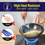 HOTEC Silicone Spatula Set of 2 Heat-Resistant 600°F & BPA-Free Kitchen SaptulaTurner with Stainless Steel Handles, Slotted & Solid Spatulas for Nonstick Cookware, 13.7 Inch, Classic Blue