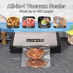 Vacuum Sealer Machine, 75kpa Rechargeable Full Automatic Food Sealer for Freshness Storage, Stainless Steel Portable Food Vacuum Sealers Machine with Pre-cut Bags, Air Hose for Outdoor Indoor