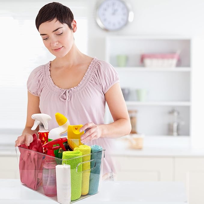 Clear Plastic Storage Bins - Perfect for Kitchen or Pantry Organization and Storage, Fridge and Cabinet Organizers