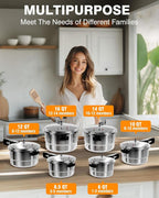 WantJoin 14Qt Aluminum Pressure Cooker w/Release Valve & Multiple Protective Devices,Pressure Canner Compatible with Gas & Induction Cooker,Canner Rack Included