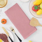 Homaxy 100% Cotton Waffle Weave Kitchen Dish Towels, Ultra Soft Absorbent Quick Drying Cleaning Towel, 13 x 28 Inches, 4-Pack, Dried Rose