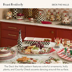 MACKENZIE-CHILDS Enamel Canister, Kitchen Storage Container with Lid, Small, Deck The Halls