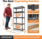 HOMEDANT 28"W x 12.3"D x 59.5"H 5-tier Boltless Metal Shelving Unit Adjustable Garage Storage Utility Rack Heavy Duty Shelves Organization Multipurpose Shelf Warehouse Kitchen Living Room pantry 4Pack