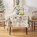 ISAENNE Designer French Light Beige Extra Long Rectangle Tablecloth,Linen Florals and Birds Pattern Table Cloth,Durable Decorative Tablecloths for Dining Thanksgiving Kitchen,63"*110"-Cornucopia