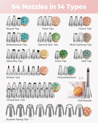 Kootek 158 Pcs Cake Decorating Kit with Cake Turntable, 64 Piping Tips Set, 50+2 Pastry Bags, Frosting Spatulas, Leveler, Scrapers, Fondant Molds, and More Baking Supplies Decorating Tools