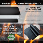 Grill Mat Set – 60"x40" Under Grill Mat for Outdoor Grill + 2 BBQ Cooking Mats, Heat-Resistant Silicone, Includes Stakes & Bag – Use on All Surfaces