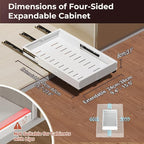 Pull Out Drawers for Cabinets, 1 Pack Slide Out Drawer Expandable Width (10"-16") and Depth (17"-25") with 3 Slide Rails, Fixed with Adhesive Film or Nail for Cabinets in Kitchen, Pantry or Bathroom