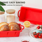 Vinino 2 Pack Silicone Bread Loaf Pan with Metal Reinforced Frame, 9.5 x 5 in Non-stick Silicone 1 lb Loaf Pan for Baking, Durable Bread Pan for Oven Dishwasher Safe - Red
