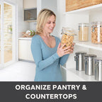 Oggi Tall Clear Canister with Clamp Lid, 58 oz - Large Airtight Food Storage Container, Ideal for Kitchen & Pantry Storage of Bulk, Dry Foods Including Pasta & Spaghetti