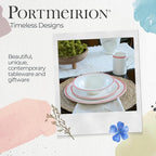 Portmeirion Potter’s Brushstroke Oatmeal Bowls (Set of 4) - Versatile Earthenware Bowls for Kitchen, Soups, Cereal & Desserts - Dishwasher & Microwave Safe - Made in UK Dinnerware Collection (Red)