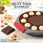 Tiawudi 9" Round Cake Pan Set of 2, 0.8mm Thick Heavy Duty Bakeware for Tiered & Layered Cakes, Nonstick Baking Pan with Diamond Texture for Even Heating, Cake Mold with Silicone Grip Handles