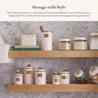 MACKENZIE-CHILDS Rosy Check Enamel Canister, Pink-and-White Kitchen Storage Container with Lid, Mini