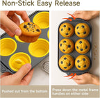 Silicone Muffin Pan for Baking with Metal Frame, Nonstick, 6 Cups Silicone Cupcake Pan, Muffin Tray,Jumbo Muffin Pan, Muffin Molds for Baking Muffins, Cupcakes, Egg Bites (Yellow, 1Pcs)