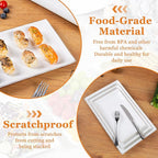 Kassel Ceramic Serving Platter Set | 14”/12” /10” Rectangular Serving Trays for Entertaining at Parties and Weddings | Oven Safe Large Serving Trays for Tacos, Steak, and Cake