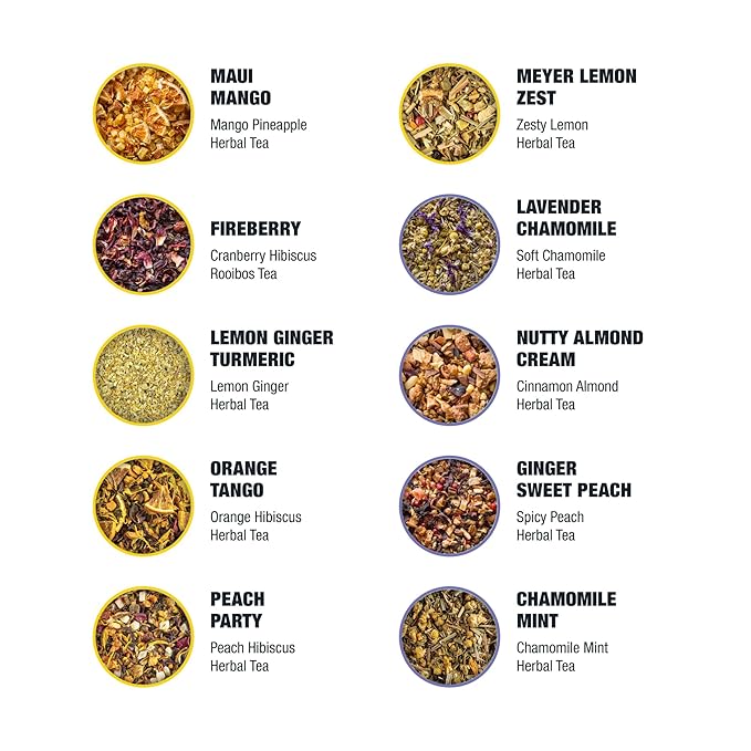 Tiesta Tea - Discovery Sampler Dry Flight Set, Loose Leaf, High to No Caffeine, Hot & Iced Up to 200 Cups, Tea Variety Pack with Green, Herbal, Black & Chai Brew, 20 Resealable Sample Pouches