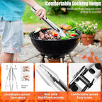 31pcs BBQ Grill Accessories Set for Men Dad, Heavy Duty Grilling Tools Gifts for Christmas, Stainless Steel BBQ Utensils Kit with Mats, Grill Brush in Carrying Bag Brown