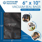 Spartan Industrial 6" X 10" Vacuum Sealer Bags - 200 Count BPA-Free Food Storage Bags for Marinating, Freezing, Sous Vide Cooking