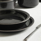 Stone Lain Slate 24-Piece Dinnerware Set Stoneware, Plates and Bowls Set, Dishwasher and Microwave Safe, Dish Set for 8, Black