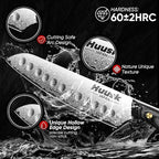 Huusk Damascus Santoku Knife 7 inch, Japanese Knives with Sharp Edge and Wooden Handle Hand Forged Chef Knives for Home Use, Meat Vegetables Fish Knives, Birthday Dad Mom Gift