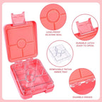 Bento Lunch Box Set With 10oz Soup Thermo, Leak-proof Lunch Containers with 4 Compartment, Kids Hot Thermo Food Jar/Insulation Lunch Bag, Food Containers for School（Rainbow）