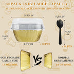 Individual Cake Pans with Lids, BAKINGPAK 30PCS 7.8OZ Mini Cake Pans with Lids Cupcake Liners with Lids Individual Cupcake Containers Baking Cups with Lids Mini Cake Tins with Lids for Holiday, Gold