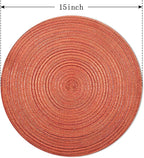 FunWheat Round Braided Placemats Set of 8 Place mats for Dining Tables Woven Heat Resistant Table Mats 15 inch for Fall(Orange,8pcs)