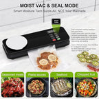 Food Vacuum Sealer Machine, 90KPA with Kitchen Scale, One-Touch Automatic, Multiple Modes, with 10 Sealer Bags and 1 roll, Built-in Cutter, Black