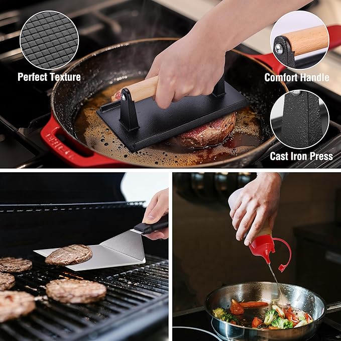 128 PCS Griddle Accessories Kit - Premium Flat Top Grill Accessories Set for Blackstone & Camp Chef, Stainless Steel BBQ Tool Utensils Gift Grilling Set for Lover Outdoor Men Women dad