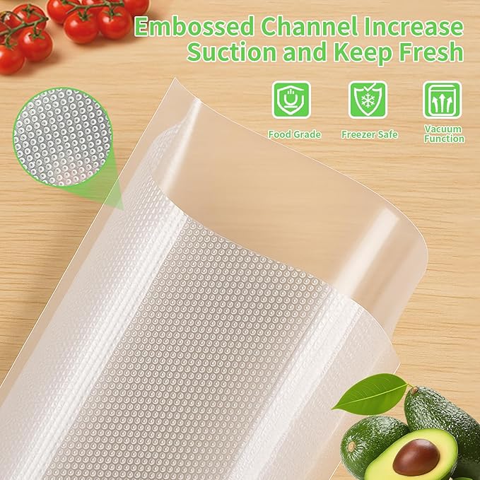 MakMeFre 400 Quart Size 8" x 12" Vacuum Sealer Bags with BPA Free and Heavy Duty,Great for Food Storage Vaccume Sealer PreCut Bag