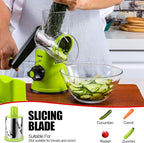 Geedel Rotary Cheese Grater, Kitchen Mandoline Vegetable Slicer with 3 Interchangeable Blades, Easy to Clean Rotary Grater Slicer for Fruit, Vegetables, Nuts