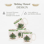 Spode Christmas Tree 16-Piece Tartan Dinnerware Set (Service for 4) - Festive Holiday Tableware with Plates, Bowls, Mugs - Porcelain Christmas Dinnerware - Microwave & Dishwasher Safe