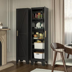 67" Tall Narrow Bathroom Metal Storage Cabinet with 4 Adjustable Shelves, Freestanding 5 Tier Slim Pantry Storage Cabinet for Small Space, Black