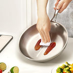 VEVOR Tri-Ply Stainless Steel Frying Pan, 3 Pcs Set (8, 10, 12 in), Cooking Skillet with Heat-Resistant Handle, Chef's Kitchen Cookware, Oven, Gas, Electric, Induction, Dishwasher Compatible, Silver