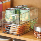 iDesign Stackable Pantry Bins with Handles, 2 Small Bins and 1 Medium Bin, 3 Pack, Clear, Made in USA