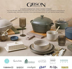 Gibson Home Hazeltine 16-Piece Black Stoneware Dinnerware Set – Plates and Bowls, Durable Ceramic Kitchen Dinner Set