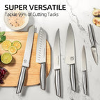 Knife Set, Premium Knife Block Set for Kitchen 14 Pcs UltraSharp Japanese High Carbon Stainless Steel with Block and Built-in Sharpener, Kitchen Knives Set with Non-serrated Steak Knives
