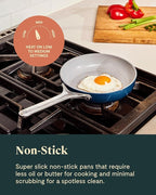Caraway Mini Cookware Set - Non-Stick Ceramic Fry Pan (1.05 qt, 8") & Sauce Pan (1.75 qt) - Non Toxic, PTFE & PFOA Free - Oven Safe & Stovetop Agnostic (Gas, Electric & Induction) - Perracotta