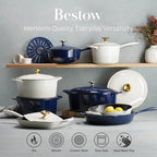 Tramontina Bestow Enameled Cast Iron Oval Dutch Oven Pot with Lid, Large 7-quart, Blue