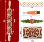 17" Premium Wooden Rolling Pins for Baking with Nativity Embossed Designs | 3mm Deep Springerle Cookie Molds | Christmas Rolling Pin & Baking Gifts for Women | Includes 3-in-1 Cleaning Brush