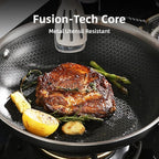 DELUXE Hybrid Ceramic Nonstick 5-Piece Fry Pan Set,8,10,12 Inch Frying Pans with Tempered Glass Lids,Stay-Cool Handles, Dishwasher Safe, Works on All Stovetops (Induction, Gas, Electric)