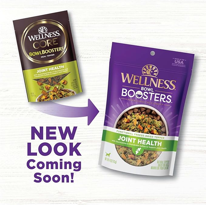 Wellness Bowl Boosters, Dog Food Topper for Small, Medium, & Large Breeds, Grain Free, Natural, Freeze Dried, Joint Health Chicken, 4 Ounce Bag (Pack of 1)