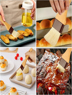 Durable Pastry Basting Brush - Natural Bristle BBQ Brush for Oil & Sauce, Wooden Handle Food Brush for Baking & Cooking - 1", "1 1/2 Inch, 3 Pack